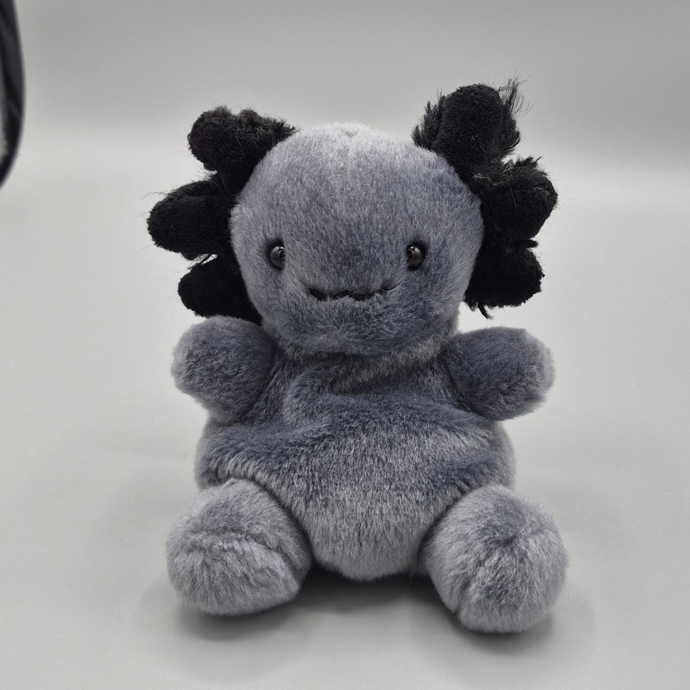 Palm Pals Aurora Alister Axolotl Gray Black Plush Stuffed Animal Toy 5 inch